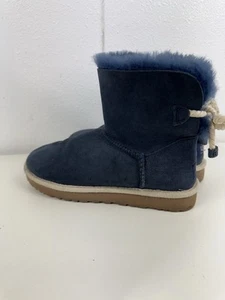 UGG Bailey Bow II Boots Womens Size 7 Super Cute BLUE Leather Sheepskin! - Picture 1 of 8