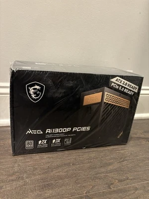 MSI MEG Ai1300P PCIe5 1300W 80 Plus Platinum Power Supply - Black - Image 1 of 2