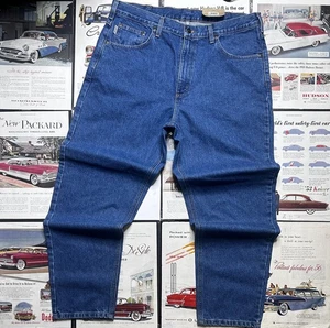 Jeans Carhartt Azul Calce Relajado Para Hombres 38x32 Pierna Cónica Denim Ropa de Trabajo B17 DST - Imagen 1 de 14
