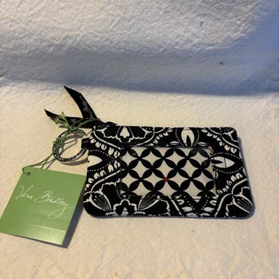 Cartera Llavero Vera Bradley Cremallera 2010 Patrón Barcelona Bolso sin asas Negro Blanco Foto 1 de 3