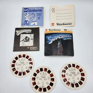 SUPERMAN IL FILM 3 BOBINE E LIBRETTO 1978 GAF VIEWMASTER J 78 - Foto 1 di 11