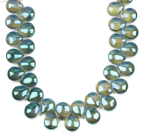 10pc Glass 10x12mm Transparent Green Top Drilled Teardrop Bead Loose Bead Pack - Picture 1 of 1