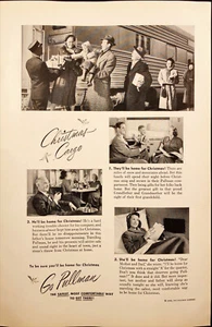 Pullman Train Cars Families Traveling Home for Christmas Print Ad 1948 - Picture 1 of 5