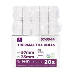 Rouleau tpe 57mm x 14m x 12mm – Rouleaux pour terminal carte bancaire – Bobin... - Photo 1/7