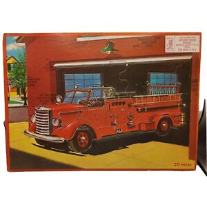 Vintage 1957 Milton Bradley Company Fire Truck 20 Piece Frame-Tray Puzzle