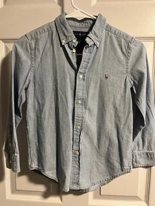 Boys Ralph Lauren Long Sleeve Shirt- Chambray, Size 7- EUC - Picture 1 of 6