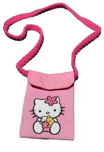 Bolso Bandolera Hello Kitty Rosa Caliente Cierre a Presión Correa Trenzada Completamente Forrado Real De Colección - Imagen 1 de 9