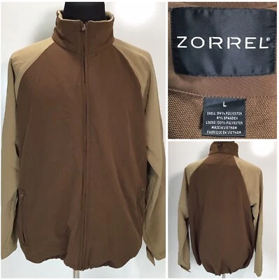 ZORREL Full Zip Activewear Jacket Stretch Womens Size Large Brown Tan Colorblock Foto 1 de 4