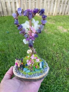 Amythest Gemstone Garden Heart/Pet memorial - Picture 1 of 2