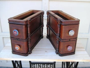4 Ornate DRAWERS and FRAMES from Vintage Singer Treadle Sewing Machine Cabinet - Picture 1 of 5