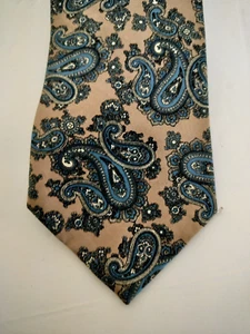 Adolfo Herren Krawatte braun blau hellbraun Paisley Muster 100 % Seide 58" x 3 3/4" - Bild 1 von 13