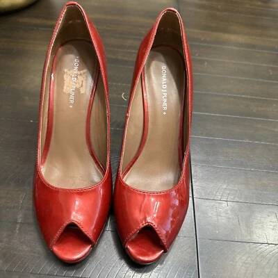 Женские красные лакированные кожаные туфли на танкетке Donald Pliner Couture размер 8 M - Изображение 1 из 4