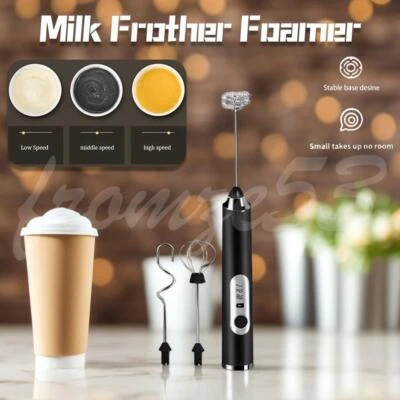 Electric Milk Frother Double Whisk Handheld Coffee Foam Mixer USB Rechargeable🔥 - Image 1 of 4