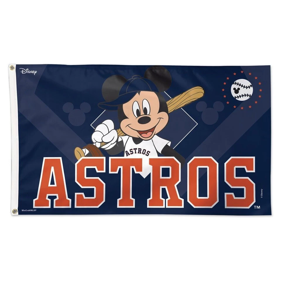 HOUSTON ASTROS MICKEY MOUSE BASEBALL 3'X5' DELUXE FLAG NEW WINCRAFT 👀 - Image 1 of 1