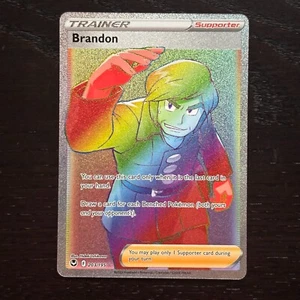 Brandon 203/195 Pokemon Silver Tempest Sword&Shield Secret Rare Rainbow Holo NM - Picture 1 of 2