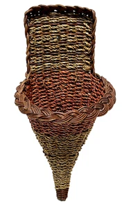 Vintage Woven Basket Wall Hanging or Table Fall Red Brown Colors 15 x 7 in - Picture 1 of 5