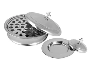 1 Communion Tray & 1 Bread Plate, with Covers | Stainless Steel - Shiny Silver - Picture 1 of 7