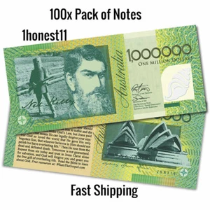 Réplica de 100 billetes de millón de dólares australianos falsos folleto del evangelio cristiano - Imagen 1 de 1