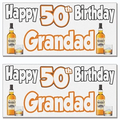 Personalised Bottle Of Whiskey Birthday Banner Party Decorations Pack of 2 - Image 1 of 4
