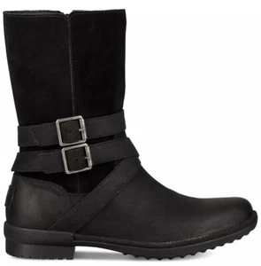 UGG Lorna Women's Waterproof Leather Boot, Black US 6 - Picture 1 of 16