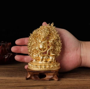 10CM Tibet Vajrabhairava Yamaraja Kalarupa Buddha Copper Statue - Picture 1 of 3