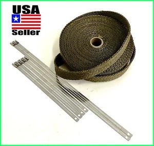 CINTA DE TUBO DE CABECERA TÉRMICA ENVOLTURA DE ESCAPE DE LAVA DE TITANIO 1 "x 50 PIES LAZOS DE BLOQUEO INOXIDABLE - Imagen 1 de 3