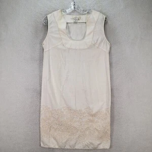 Studio M Womens Dress Size M Ivory Floral Embroidered Linen Blend Boho Sheath - Picture 1 of 12