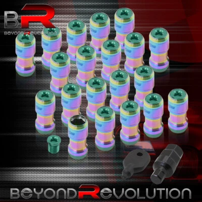 Godsnow JDM VIP Lug Nut Set M12 X 1.25mm Neo Body Green Trim 20 Pieces + Hex Key - Image 1 of 3