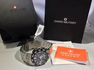 Schweizer Militär Herren 06-5R2-04-007 Rennchronograph schwarzes Zifferblatt Stahl Br - Bild 1 von 11