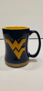 West Virginia NCAA 14 oz Team Sculpted Blue Logo Relief Coffee Mug - NEW - Picture 1 of 5