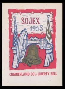 1965 SOJEX STAMP SHOW LABEL - CUMBERLAND COUNTY'S LIBERTY BELL - Imagen 1 de 1