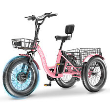 MOONCOOL 500W 20x4 " Adult Electric Tricycle 3 Wheel Bike Trike Basket Fat Tire
