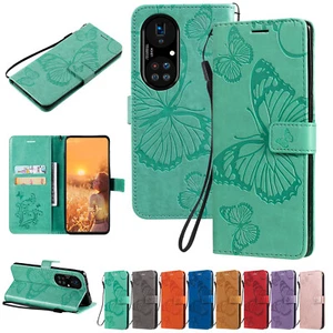Butterfly Pattern PU Leather Flip Wallet Case Cover for Huawei P20 P30 P40 P50 - Picture 1 of 20