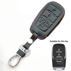 For Dodge RAM 1500 2500 3500 4500 Pickup 5 Button Leather Key Fob Bag Cover Case - Picture 1 of 9