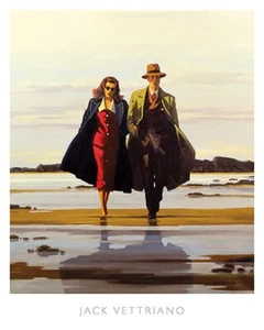 The Road to Nowhere by Vettriano Retro Couple Seaside Art Print 15.75x19.75 In - Picture 1 of 1
