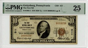 1929 Type 1 $10 Gettysburg, PA Gettysburg NB CH#611 PMG30 - Picture 1 of 2