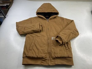 Carhartt Youth Jacket Large 14-16 Canvas Hood Quilted Insulated Brown OJ8545-B - Picture 1 of 4