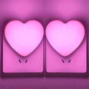 Heart Night Light Plug-In Auto Sensor INZU LED Nursery Use Pink - Picture 1 of 7