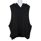 Blanque Sleeveless Hooded Oversized Pullover Sweater Black
