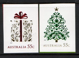 AUSTRALIEN 2013 WEIHNACHTEN SELBSTKLEBEND MIT VERZIERUNGEN 2ER SET UNMONTIERT MT - Bild 1 von 1