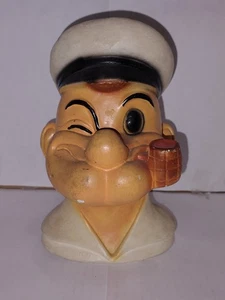 Seltene "Popeye der Matrose" Chalkware Coin Bank Vintage Charakter Kreide 8" - Bild 1 von 19