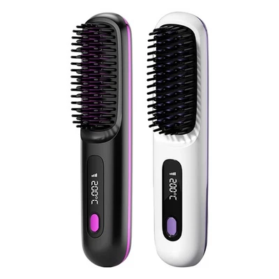 Hair Straightener Brush Curler Brush Heat-up Negative Ion LED Electric Hot Comb  - Image 1 of 4