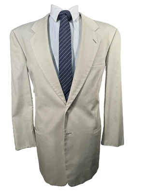 MANI SAKS 5th AVENUE Mens Khaki Cotton ITALIAN-MADE Sport Coat Blazer Jacket 41R - Image 1 of 4