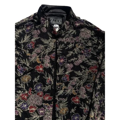 Cárdigan Para Mujer Negro Floral Brillo Alex Evenings Vintage Slinky Talla XL Fiesta Foto 1 de 4