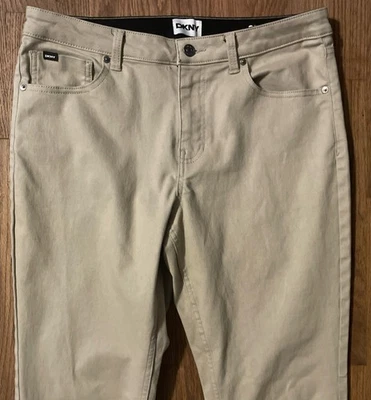 DKNY Stanton Slim Fit Pants 34x32 (34x30) Tan Khaki Stretch 5 Pocket Casual Soft - Image 1 of 4
