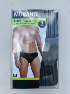 Murano Men's 3-Pack Cotton Low Rise Brief, Comfort Stretch, Size S-28/30 - Picture 1 of 3