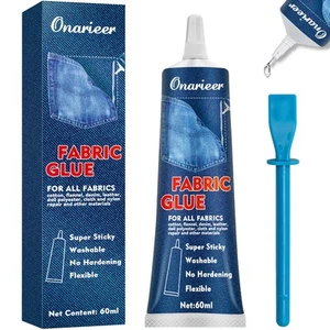 60ml Fabric Glue, Fabric Glue Permanent Clear Washable for Patches Drying Wat... - Picture 1 of 6