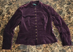 Vintage LRL Ralph Lauren Velvet Blazer Jacket Burgundy Purple Women’s M NWT - Picture 1 of 12