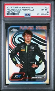 2024 TOPPS CHROME F1 #22 ANDREA KIMI ANTONELLI REFRACTOR PSA 8 - Picture 1 of 4