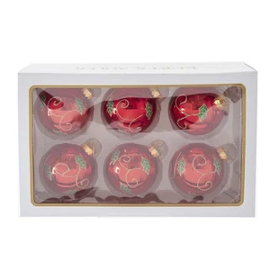 Stechpalmenblatt rot Glaskugel 80 mm 6er Set - Bild 1 von 2